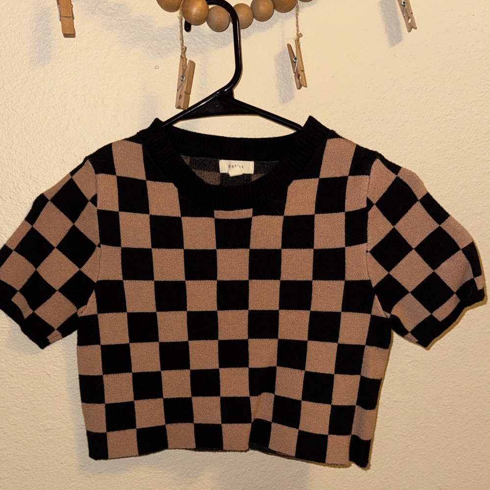 Checkered Black and Tan Crop Top